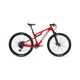  Vélos de montagnes Bicycles for Adults Bicycle Full Suspension Carbon Fiber Mountain Bike Disc Brake Cross Country Mountain Bike (Color : Red, Size : X-Large)