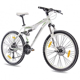 CHRISSON Vélos de montagnes CHRISSON Vélo de VTT 26" "TOP ALU CONTERO avec 24 vitesses DEORE et Schwalbe et 2 x DISC Blanc / vert mat