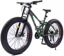 Ding Vélos de montagnes Ding 26 Pouces Femmes Mountain Bikes, Double Frein à Disque Fat Tire Mountain Trail vélo, VTT Semi-Rigide, siège réglable vélo en Acier Haute teneur en Carbone, Vert, 27 Vitesses