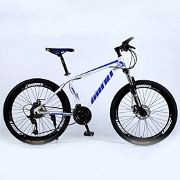 DOMDIL Vélos de montagnes DOMDIL VTT Vélo de Montagne Country 27.5 inch, VTT Adulte, Vélo Semi-Rigide avec siège réglable, Cadre en Acier au Carbone épaissi, Blanc Bleu, Roue à Rayons, 21- décalage d'étape