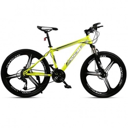 Dsrgwe Vélos de montagnes Dsrgwe VTT, 26inch Mountain Bike, Cadre en Acier au Carbone Vélos Dur arrière, Suspension à Double Disque de Frein Avant et 21 Vitesses, 24 Vitesses, 27 Vitesses (Color : Yellow, Size : 21-Speed)