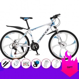 Dsrgwe vélo Dsrgwe VTT, Mountain Bike, Cadre en Acier au Carbone Hardtail Montagne Vélos, Double Frein à Disque et Suspension Avant, 26 Pouces Roues (Color : White+Blue, Size : 27 Speed)