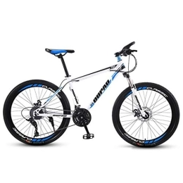 Dsrgwe vélo Dsrgwe VTT, Mountain Bike, Cadre en Acier au Carbone Hardtail Mountain Bicycles, Double Disque de Frein et la Fourche Avant, 26 Pouces Jante (Color : White+Blue, Size : 21-Speed)