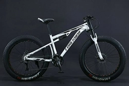  Vélos de montagnes Fat Bike 24" 26" VTT à suspension complète avec grands pneus (blanc, 24 pouces, 21 vitesses)