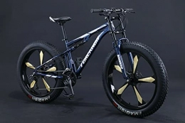  Vélos de montagnes Fat Bike 24" 26" VTT à suspension complète avec grands pneus (bleu pentagonal, 26 pouces, 24 vitesses)