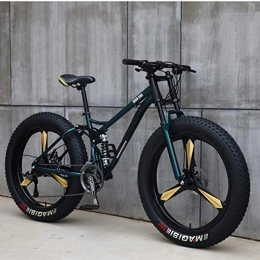 Hadishi Vélos de montagnes Fat Bike 26'' Cadre en Acier Carbone VTT, Pneus Super Larges De 4, 0 Pouces Plage Vélos Neige, Double Disque De Frein Cruiser Vélo, Cyan, 26inch 27speed