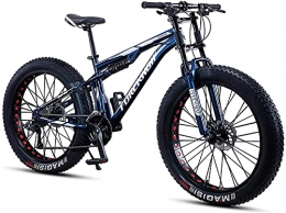 QLOFEI Vélos de montagnes Fat Tire Mountain Vélos pour hommes 26 pouces, Plein Suspension Trail Vélos Femmes adultes Enfants Age 12 All-Terrain Fat Tire Mountain Bike21-27-30 Vitesse Vitesse Vélos de montagne, Bleu, 21 speed