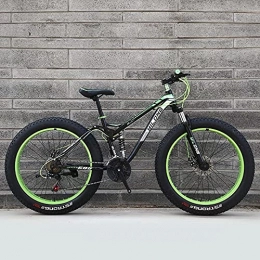 QLOFEI Vélos de montagnes Fat Tire Mountain Vélos pour hommes 26 pouces, Plein Suspension Trail Vélos Femmes adultes Enfants Age 12 All-Terrain Fat Tire Mountain Bike21-27-30 Vitesse Vitesse Vélos de montagne, Green2, 21 speed