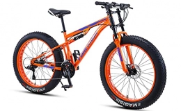 QLOFEI vélo Fat Tire Mountain Vélos pour hommes 26 pouces, Plein Suspension Trail Vélos Femmes adultes Enfants Age 12 All-Terrain Fat Tire Mountain Bike21-27-30 Vitesse Vitesse Vélos de montagne, Orange, 27 speed