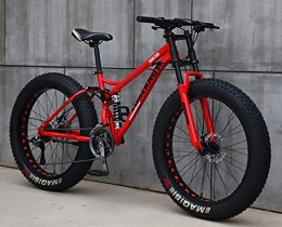 QLOFEI vélo Fat Tire Mountain Vélos pour hommes 26 pouces, Plein Suspension Trail Vélos Femmes adultes Enfants Age 12 All-Terrain Fat Tire Mountain Bike21-27-30 Vitesse Vitesse Vélos de montagne, Red 2, 30 speed