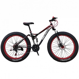 QLOFEI vélo Fat Tire Mountain Vélos pour hommes 26 pouces, Plein Suspension Trail Vélos Femmes adultes Enfants Age 12 All-Terrain Fat Tire Mountain Bike21-27-30 Vitesse Vitesse Vélos de montagne, Rouge, 21 speed