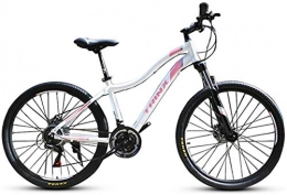YANQ vélo Femmes VTT, freins à disque VTT 21 vitesses, cadre légère montagne suspension avant en aluminium résistant à vélo, 26 pouces blanc
