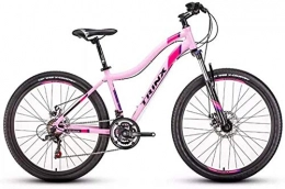 YANQ vélo Femmes VTT, freins à disque VTT 21 vitesses, cadre légère montagne suspension avant en aluminium résistant à vélo, 26 pouces rose