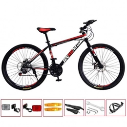 GL SUIT Vélos de montagnes GL SUIT 27 Vitesses VTT Vélo pour Adulte, Cadre en Acier au Carbone léger Dual Freins à Disque Dur Queue Spoke Dirt Bike Wheel, Black Red, 24 inches