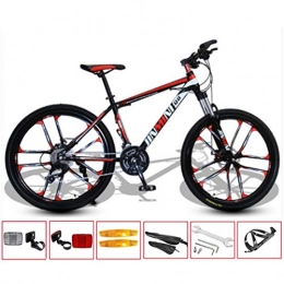 GL SUIT Vélos de montagnes GL SUIT VTT Vélo 21 Vitesse Lightweight Carbone Cadre en Acier Double Frein à Disque Dur Tail Unisexe Banlieue City Road Bike, Black Red, 24 inches