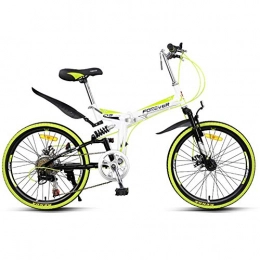 GPAN vélo GPAN Vélo VTT Pliable Vélo de Montagne pour Hommes et Femmes 22 Pouces, Full Suspension, 7 Vitesses, Double Freins A Disque, Yellow