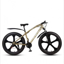 HCMNME Vélos de montagnes HCMNME Vélo de Montagne, Snowmobile de la Plage de 26 Pouces Hors Route Super Large 4.0 Gros Pneu VTT VTT à Cinq fuseaux Cadre en Alliage avec Freins à Disque (Color : Golden, Size : 24 Speed)