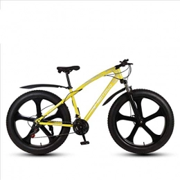 HCMNME Vélos de montagnes HCMNME Vélo de Montagne, Snowmobile de la Plage de 26 Pouces Hors Route Super Large 4.0 Gros Pneu VTT VTT à Cinq fuseaux Cadre en Alliage avec Freins à Disque (Color : Yellow, Size : 27 Speed)