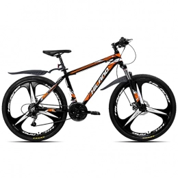 Hiland Vélos de montagnes Hiland VTT 26 pouces avec cadre en aluminium 17 pouces - Frein à disque - Fourche à suspension - 3 roues - Vélo pour adolescent - Homme et femme - Noir et orange