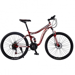 HJ Vélos de montagnes hj VTT Vlo, 24 Vitesse Amortisseur Vitesse Variable Montagne Cycle Jante en Acier Au Carbone Hommes Et Femmes Vlo Urban Outdoor Mountain Bike (26 / 24 Pouces), Rouge, 24inch