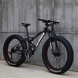 baozge Vélos de montagnes Hommes 26 pouces gros pneu vélo de montagne plage vélos de neige double frein à disque Cruiser vélo roues en alliage d'aluminium léger cadre en acier à haute teneur en carbone noir 24 vitesses-27 vite