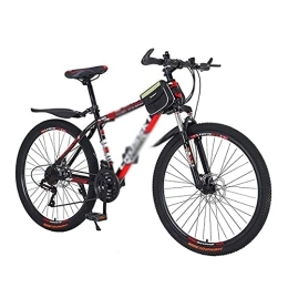 JAMCHE Vélos de montagnes JAMCHE Roue de 26" Double Suspension complète pour Hommes Femmes Adultes et Adolescents VTT 21 / 24 / 27 Vitesses avec Cadre en Acier au carbone / rouge / 21 Vitesses