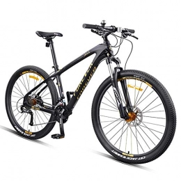 JINHH Vélos de montagnes JINHH 27, 5 Pouces VTT, vélo de Montagne à Double Suspension avec Cadre en Fibre de Carbone, Freins à Disque VTT Tout Terrain Unisexe, Or, 27 Vitesses