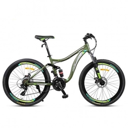 JLQWE Vélos de montagnes JLQWE Vélo VTT VTT, 26 Pouces Cadre en Acier Au Carbone Hommes / Femmes Vélos Semi-Rigide, Double Disque Et Frein La Pleine Suspension, 24x (Color : Green)