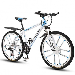 JLQWE Vélos de montagnes JLQWE Vélo VTT VTT, Vélo Semi-Rigide, Frein Légère en Acier Au Carbone À Double Disque Et Suspension Avant, 26 Pouces Roues (Color : White, Size : 21-Speed)