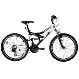 KCP Vélos de montagnes KCP 24" VTT VÈLO Enfant Junior Fille Garcon Rita FSF Suspendu 21 Vitesses Shimano Blanche Noir (WS) - 61, 0 cm (24 Pouces)