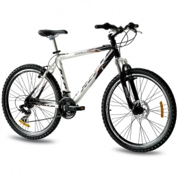 KCP Vélos de montagnes KCP 26" VTT VÈLO Homme Evolution ALU 18 Vitesses Shimano Blanche Noir (WS) - 66, 0 cm (26 Pouces)