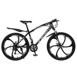 KKLTDI Vélos de montagnes KKLTDI Siège Réglable Guidon, Hommes Femmes Adulte Tous Les Terrains Bike, Vélo VTT, Frein à Double Disque Hardtail Vélo De Montagne Black 6 Spoke 26" 21-Vitesse