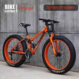 KT Mall vélo KT Mall 26 à 21 Vitesses VTT Unisexe 4.0 Fat Tire Mountain Bike Haute teneur en Carbone Cadre en Acier avec réduction de Vitesse et d'absorption de Choc de la Fourche Avant à Double Disque, Orange