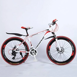 KUKU vélo KUKU Vélo De Montagne 26 Pouces, Vélo De Montagne en Acier À Haute Teneur en Carbone 21 Vitesses, VTT Tout Suspendu, Vélo D'extérieur, Adapté Aux Amateurs De Sport Et De Cyclisme, White Red