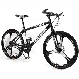 LapooH vélo LapooH 26 Pouces VTT pour Femmes / Hommes léger 21 / 24 / 27 Vitesses VTT Adultes vélos Cadre en Acier au Carbone Suspension Avant, Noir, 27 Speed