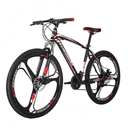 MAG.AL vélo MAG.AL VTT Adulte, Sport VéLo De Montagne à 3 Rayons, Suspension Complètedisque VéLos De Route Mountain Bike, pour La Ville Et Les Trajets Quotidien Vélo D'extérieur, Rouge