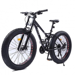 MJY vélo MJY 26 pouces femmes VTT, double frein à disque gros pneu VTT, VTT semi-rigide, siège réglable, cadre en acier à haute teneur en carbone, noir