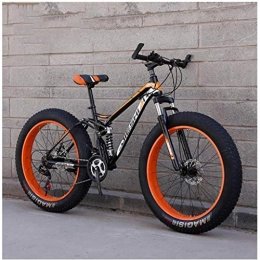 MKWEY Vélos de montagnes MKWEY VTT Adulte Homme Femme, Double Frein à Disque Fat Tire Bikes Hardtail, VéLo Big Wheels, Cadre en Acier Haute Teneur en Carbone VéLo, Orange, 26 Pouces 21 Speed