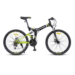 Muziwenju Vélos de montagnes MUZIWENJU Vélo de Montagne, 24 Vitesses, 24 / 26 Pouces, Double Repliable pour Adultes, Absorbant Les Chocs (Color : Black and Green, Size : 26 inches)