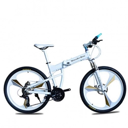 PXQ vélo Pliage VTT 21 / 27 Vitesses Disque Frein Hors Route vélo 26 Pouces Adultes en Alliage d'aluminium bicyclettes avec Amortisseur de Suspension, White, 27S