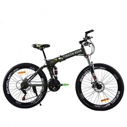 PXQ vélo PXQ 24 Speed Off-Road Disc Frein VTT Adulte 26 Pouces Pliant Mountain Bike avec Amortisseur Fourche Avant, Haute en Acier au Carbone Soft Tail vélo, Green