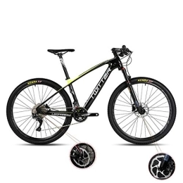 PXQ vélo PXQ Adultes Mountain Bike Fiber de Carbone XC 22 Vitesses vélo Tout-Terrain avec Amortisseur de Pression d'air et de la Fourche Avant de Freins à Huile bicyclettes 26 / 27, 5 Pouces, Yellow, 27.5"*17