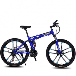 PXQ vélo PXQ Adultes Pliant Mountain Bike 21 / 24 / 27 Vitesses Hors Route vélo 26 Pouces en Alliage de magnésium Roue vélos avec Amortisseur Fourche Avant et Frein à Disque, Blue1, 21S