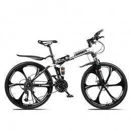 PXQ vélo PXQ Adultes VTT 21 / 24 / 27 / 30 Vitesses Pliant vélo Hors Route avec Double Freins à Disque et Amortisseur, 24 / 26 Pouces Haute Carbone Soft Tail Bike, Black, A24Inch30S