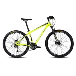 PXQ vélo PXQ Adultes VTT Shimano M370-27 Vitesses Dual Line Disc Brake Off-Road Bike pour Hommes et Femmes en Alliage d'aluminium vélos avec Amortisseur 26 / 27, 5 Pouces, Yellow, 26"*17