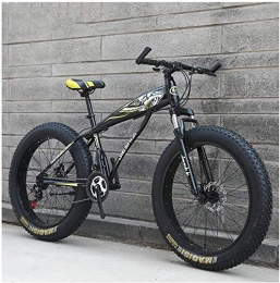 QXX Vélos de montagnes QXX Adulte Mountain Bikes, Garçons Filles Fat Tire Mountain Trail Bike, Double Frein à Disque VTT Semi-Rigide, Cadre en Acier Haute teneur en Carbone, Vélo (Color : Yellow B, Size : 24 inch 27 Speed)