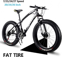 Shirrwoy vélo Shirrwoy VTT pour Les Hommes et Les Femmes Adultes, Cadre en Acier Haute teneur en Carbone, VTT Hardtail, Frein à Disque mécanique, 20 / 24 / 26 Pouces Fat Tire 7 / 21 / 24 / 27 Vitesses, 20 Pouces, 27speed