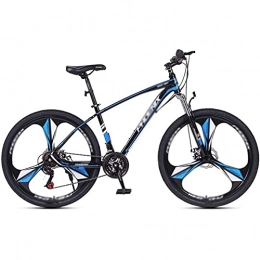 Cacoffay Vélos de montagnes VTT 24 / 26 Pouces 21 Vitesses pour Adulte - Vélo d'extérieur - Double Frein à Disque - Selle réglable - Cadre en Acier à Haute teneur en Carbone, Bleu, 24IN