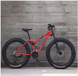 giyiohok vélo VTT 26 pouces gros pneu pour adultes hommes femmes double suspension vélo de montagne en acier à haute teneur en carbone avec frein à disque double tout terrain / antidérapant-24 vitesses_rouge