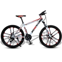 LADDER vélo VTT, 26inch Mountain Bike, Cadre en Acier au Carbone Hardtail Vélo, Double Frein à Disque et Suspension Avant (Color : White+Red, Size : 24 Speed)